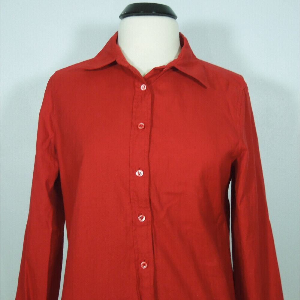 J.CREW Shirt 10 Laura Femme Fit Red Cotton Button Front - Picture 6 of 7